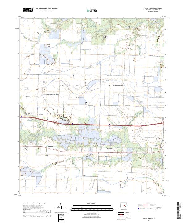 US Topo 7.5-minute map for Pocket Prairie AR