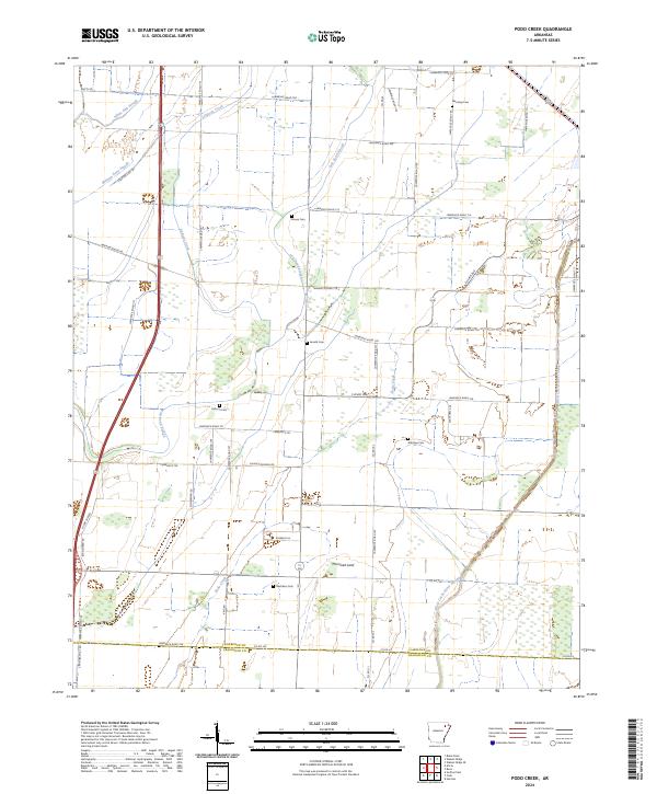 US Topo 7.5-minute map for Podo Creek AR