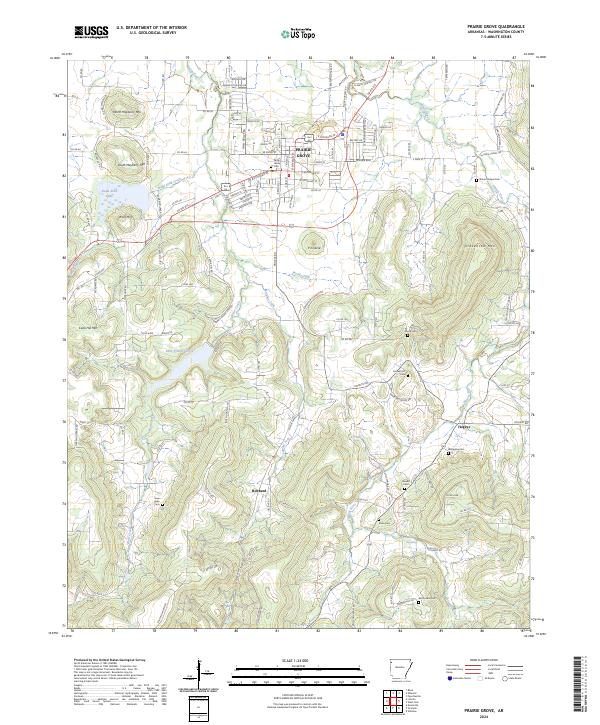 US Topo 7.5-minute map for Prairie Grove AR