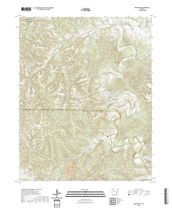 US Topo 7.5-minute map for Rockhouse AR