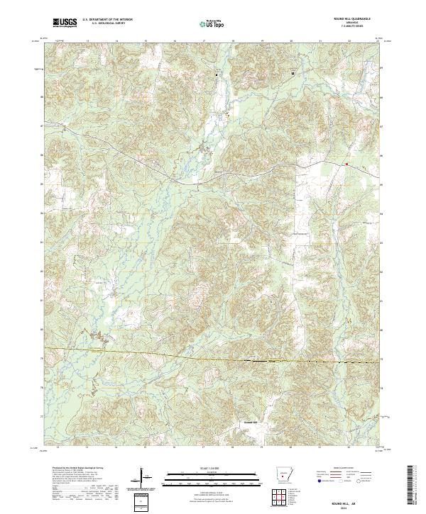 US Topo 7.5-minute map for Round Hill AR