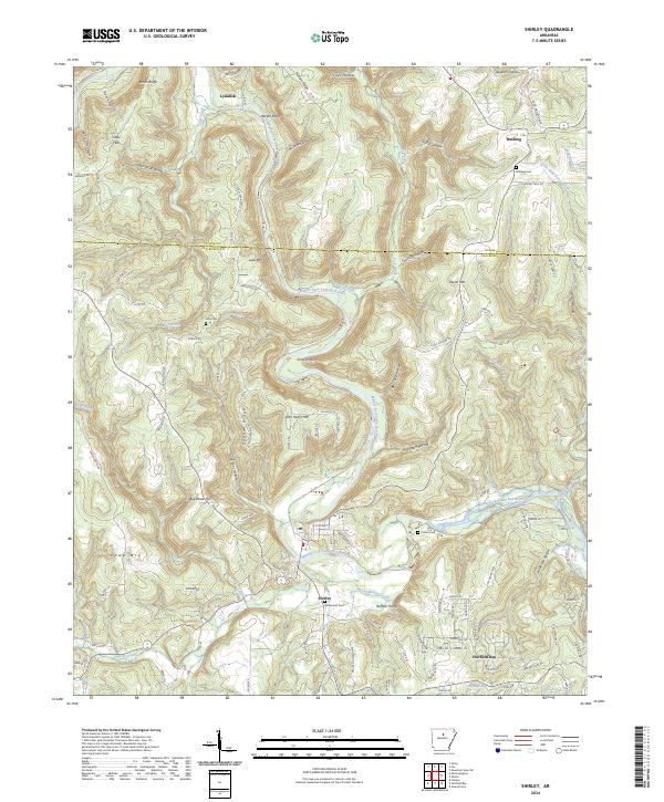 US Topo 7.5-minute map for Shirley AR