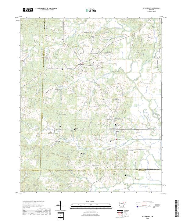 US Topo 7.5-minute map for Strawberry AR