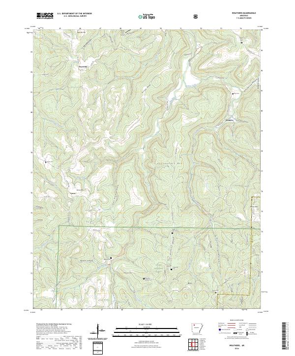 US Topo 7.5-minute map for Weathers AR