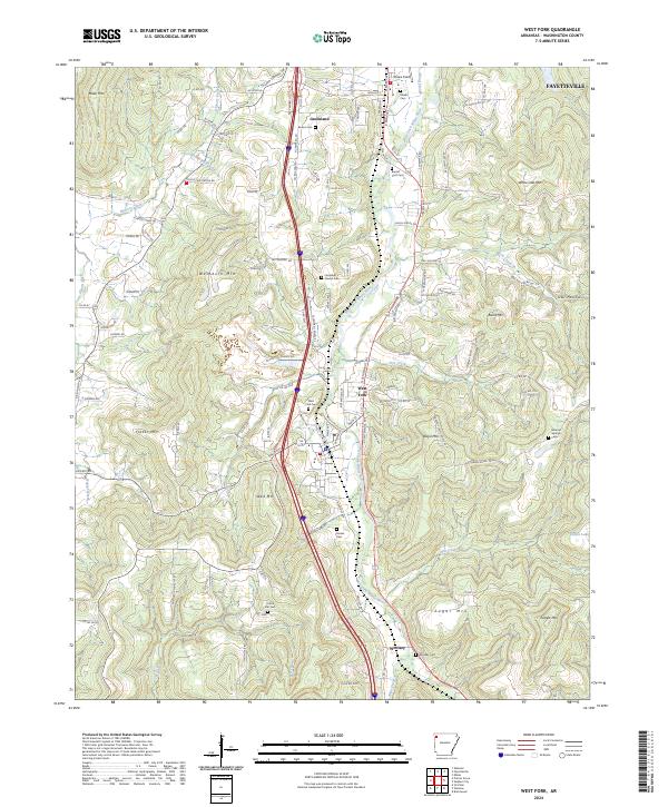 US Topo 7.5-minute map for West Fork AR