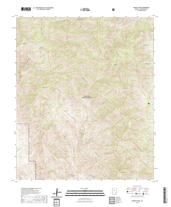 US Topo 7.5-minute map for Bassett Peak AZ