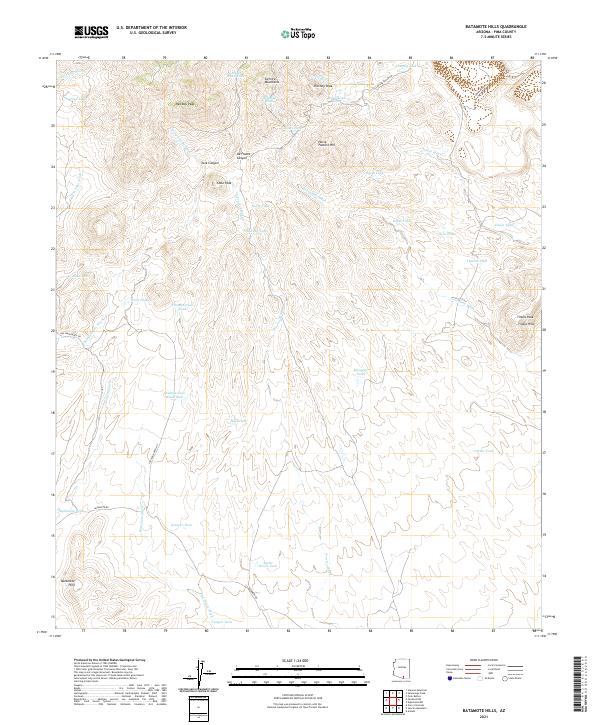 USGS US Topo 7.5-minute map for Batamote Hills AZ 2021