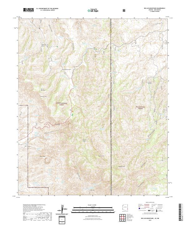 US Topo 7.5-minute map for Big Lue Mountains AZNM