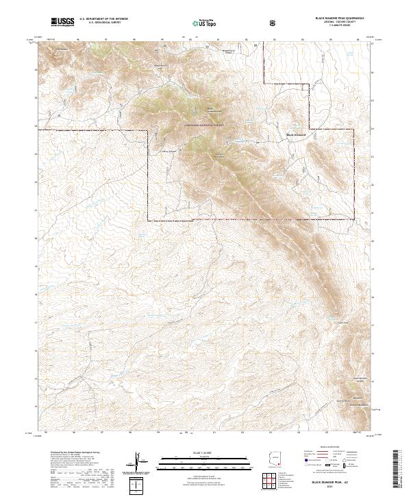 USGS US Topo 7.5-minute map for Black Diamond Peak AZ 2021