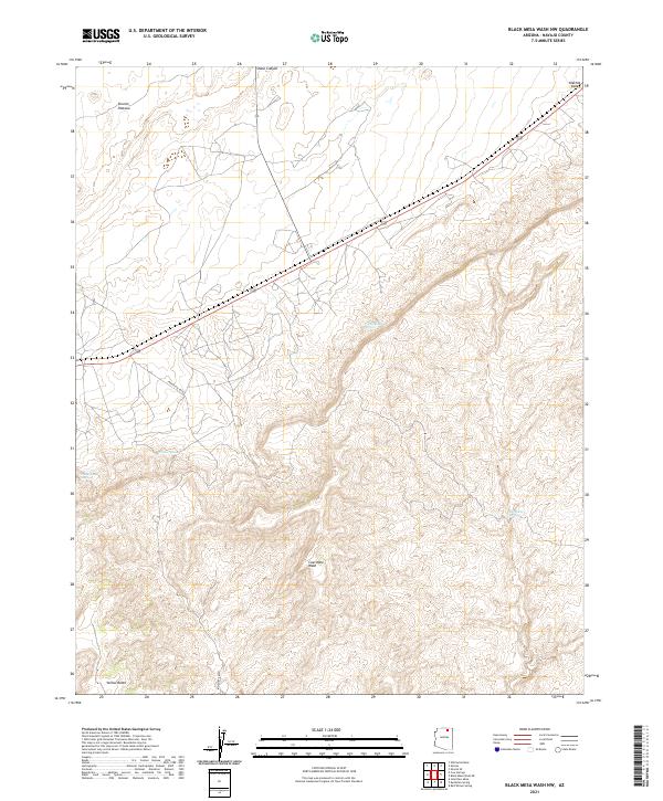 US Topo 7.5-minute map for Black Mesa Wash NW AZ