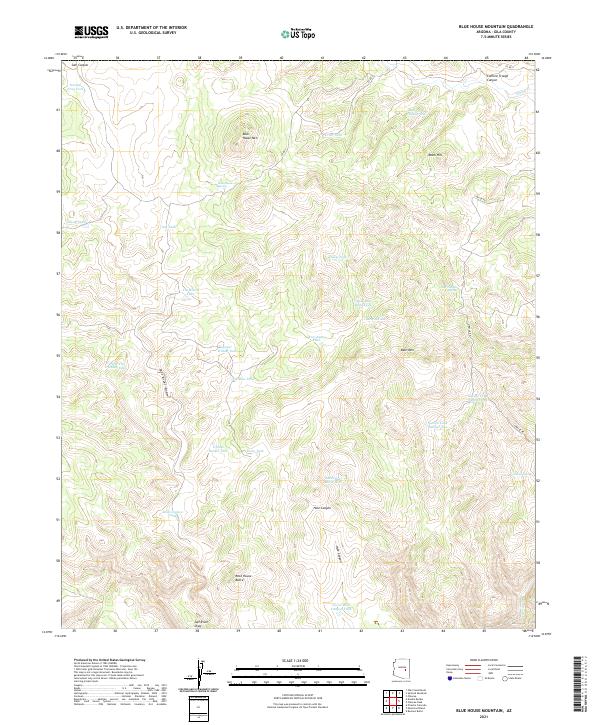 US Topo 7.5-minute map for Blue House Mountain AZ