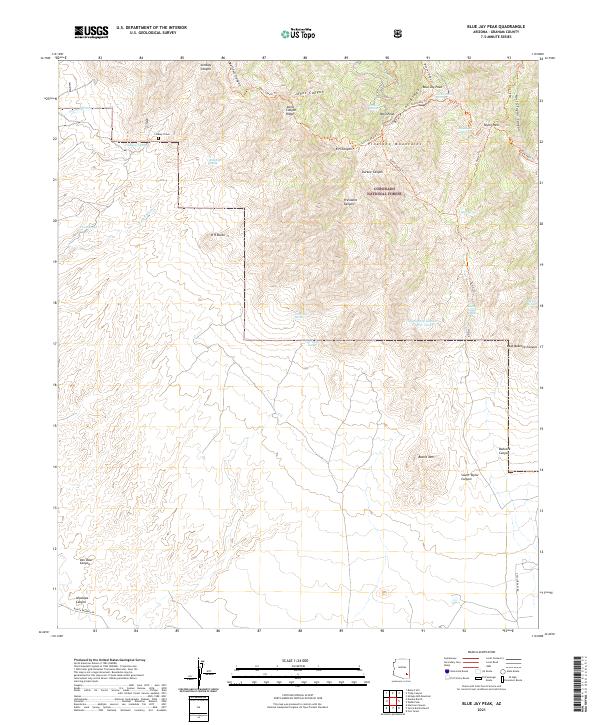 US Topo 7.5-minute map for Blue Jay Peak AZ