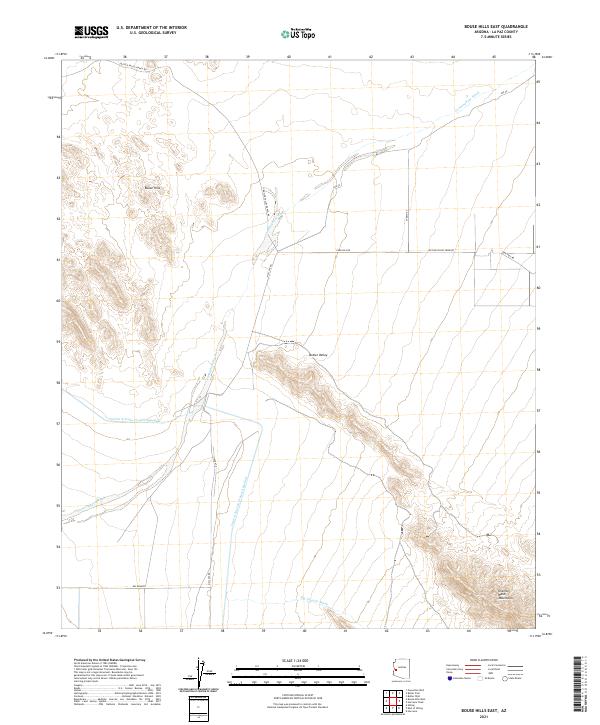 US Topo 7.5-minute map for Bouse Hills East AZ