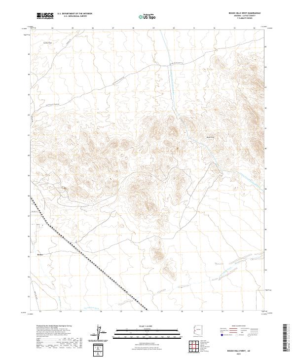 US Topo 7.5-minute map for Bouse Hills West AZ