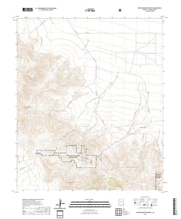 US Topo 7.5-minute map for Bowie Mountain North AZ