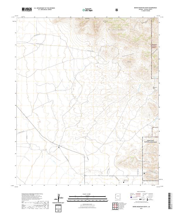 US Topo 7.5-minute map for Bowie Mountain South AZ