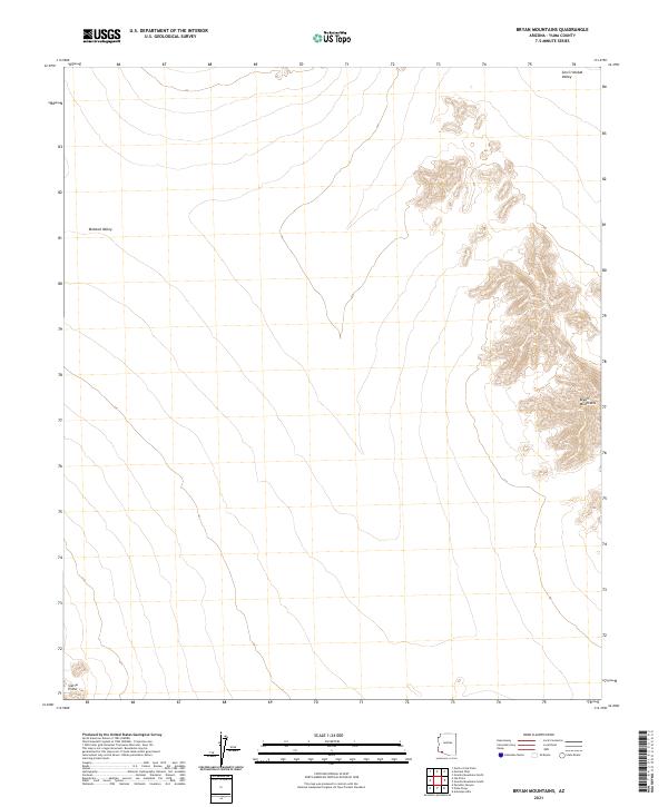 US Topo 7.5-minute map for Bryan Mountains AZ