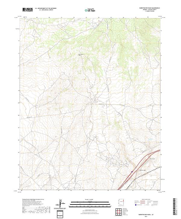 US Topo 7.5-minute map for Burntwater Wash AZ