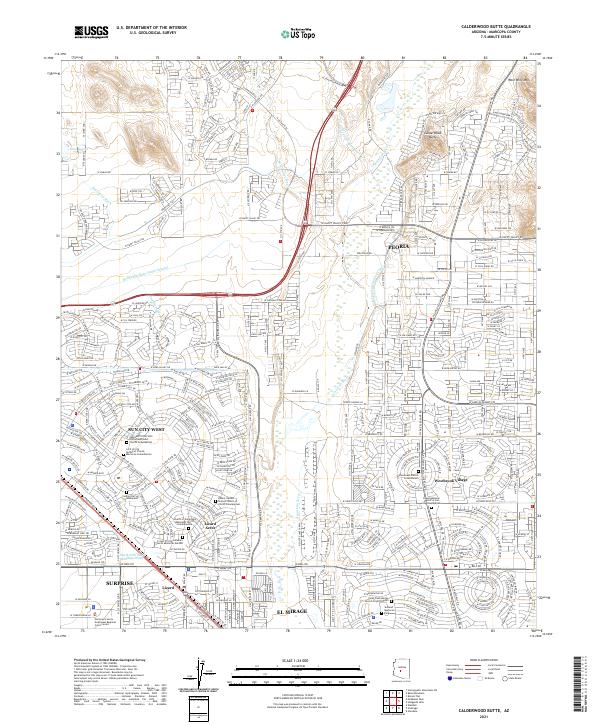 US Topo 7.5-minute map for Calderwood Butte AZ