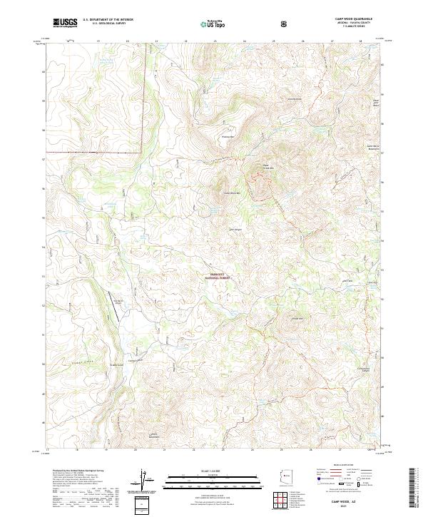 US Topo 7.5-minute map for Camp Wood AZ