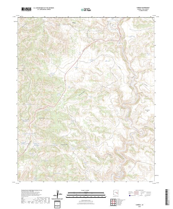 US Topo 7.5-minute map for Carrizo AZ – American Map Store