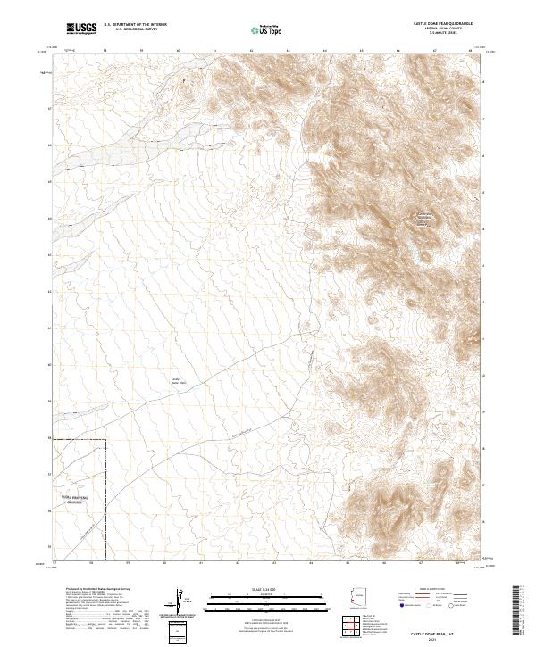 USGS US Topo 7.5-minute map for Castle Dome Peak AZ 2021