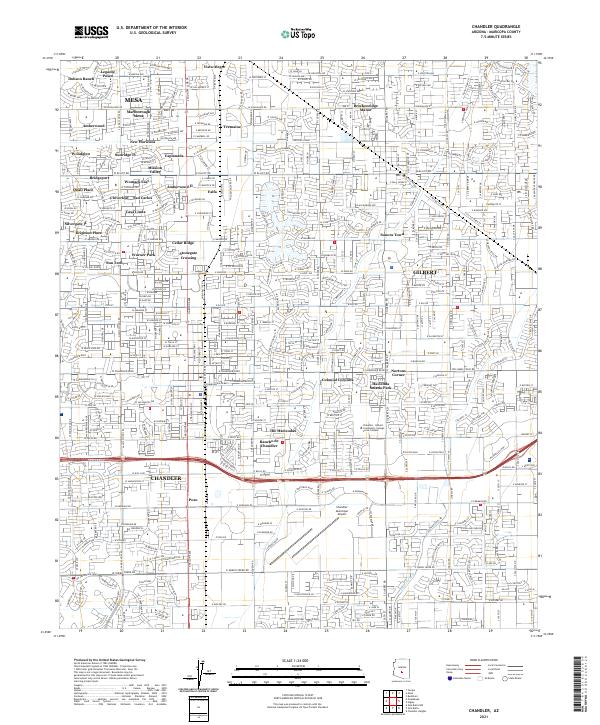 US Topo 7.5-minute map for Chandler AZ