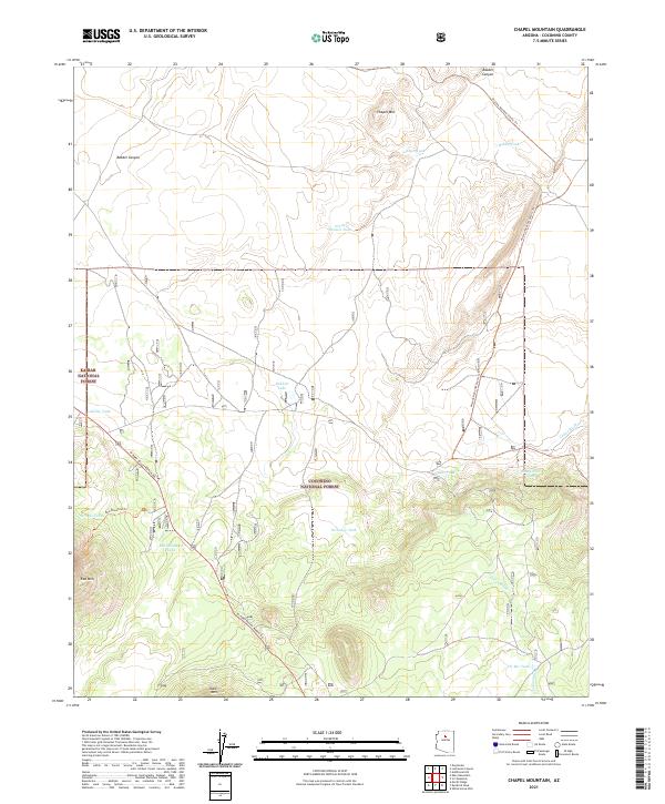 US Topo 7.5-minute map for Chapel Mountain AZ