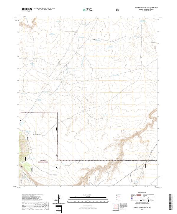 US Topo 7.5-minute map for Chavez Mountain East AZ