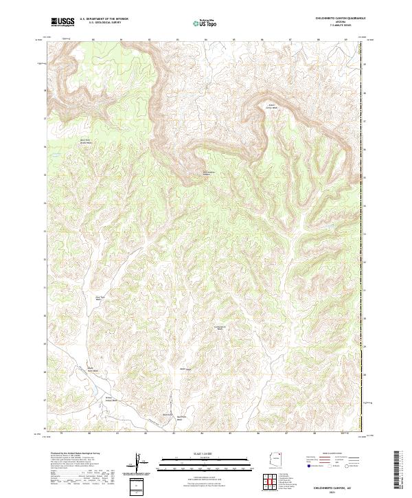 US Topo 7.5-minute map for Chilchinbito Canyon AZ