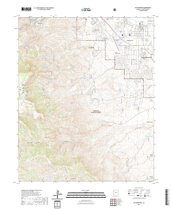 US Topo 7.5-minute map for Cottonwood AZ