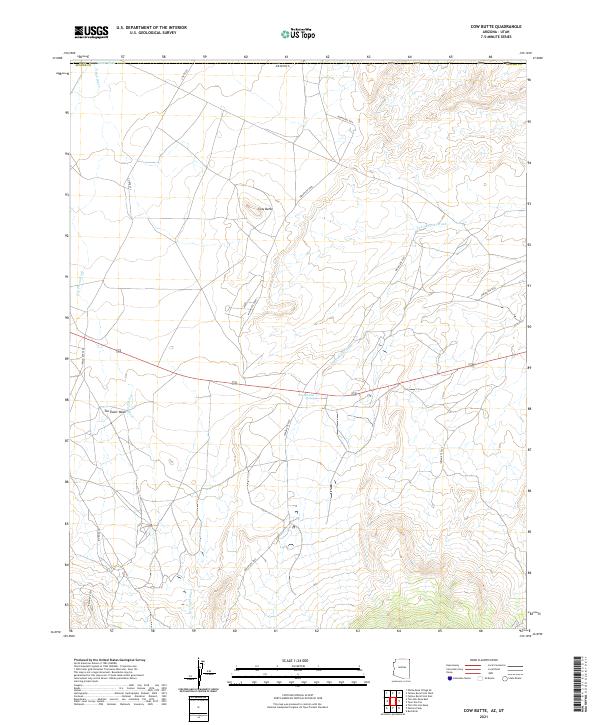 US Topo 7.5-minute map for Cow Butte AZUT