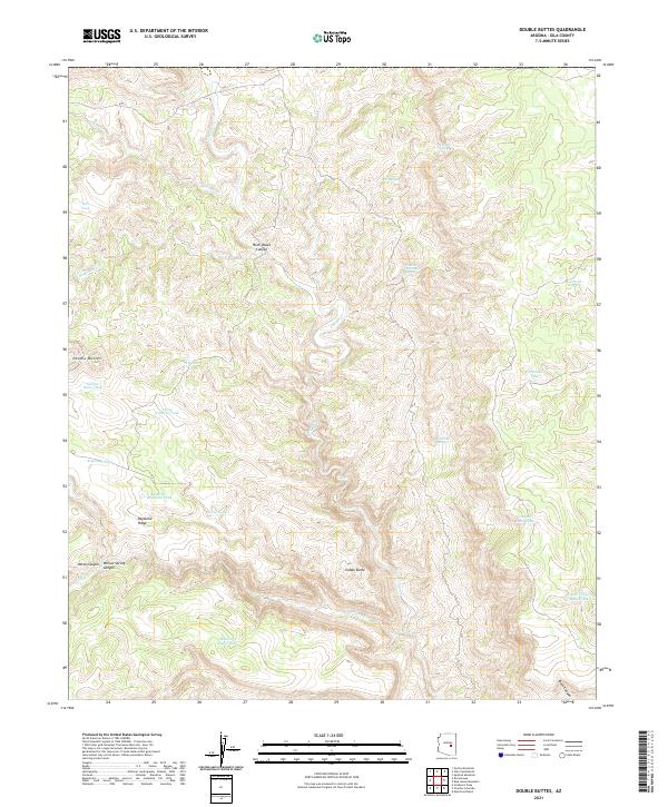 US Topo 7.5-minute map for Double Buttes AZ