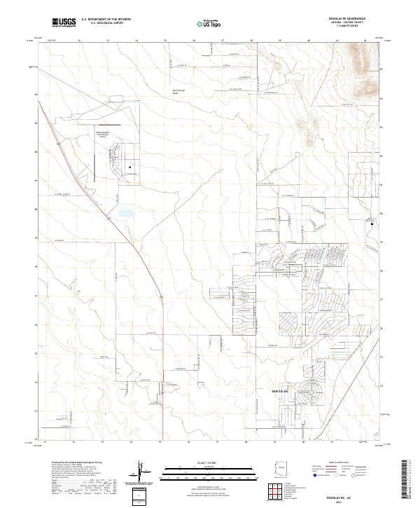 USGS US Topo 7.5-minute map for Douglas NE AZ 2021