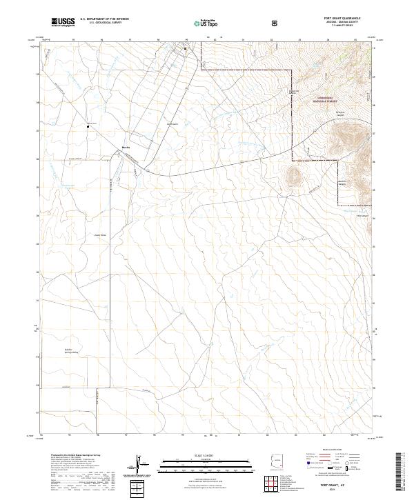 US Topo 7.5-minute map for Fort Grant AZ