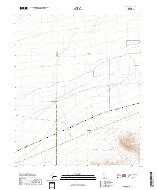 US Topo 7.5-minute map for Gladden AZ – American Map Store