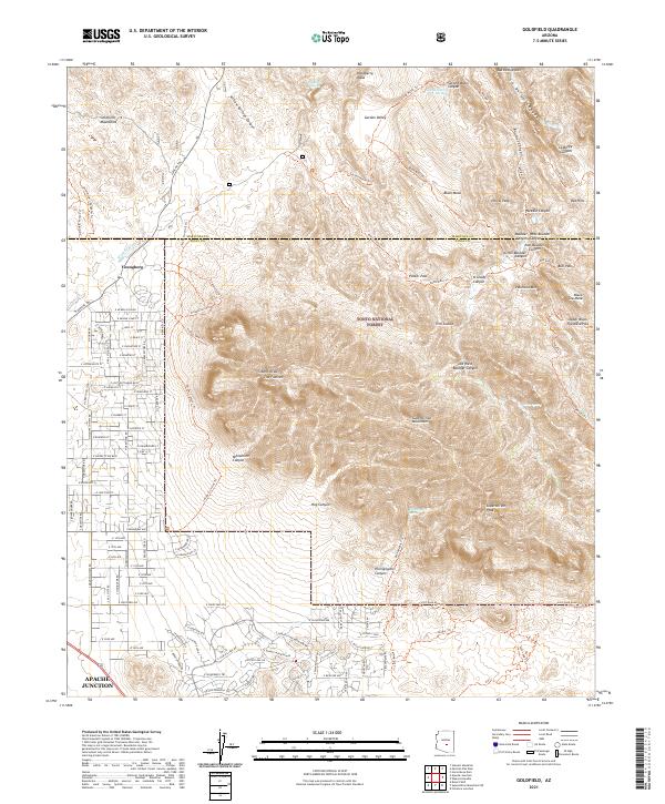 US Topo 7.5-minute map for Goldfield AZ