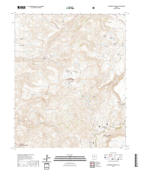 US Topo 7.5-minute map for Hackberry Mountain AZ