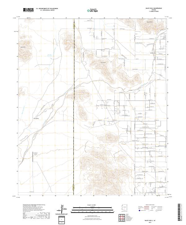 US Topo 7.5-minute map for Haley Hills AZ