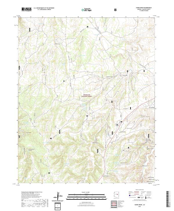 US Topo 7.5-minute map for Hanks Draw AZ