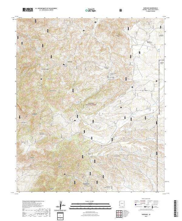 US Topo 7.5-minute map for Harshaw AZ