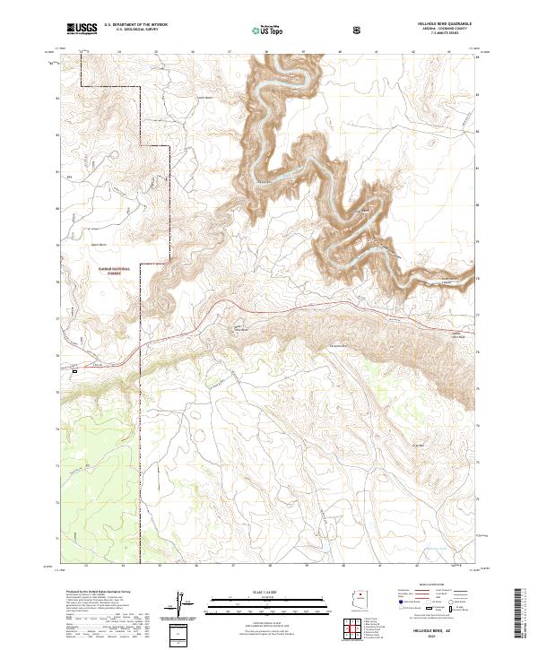 US Topo 7.5-minute map for Hellhole Bend AZ