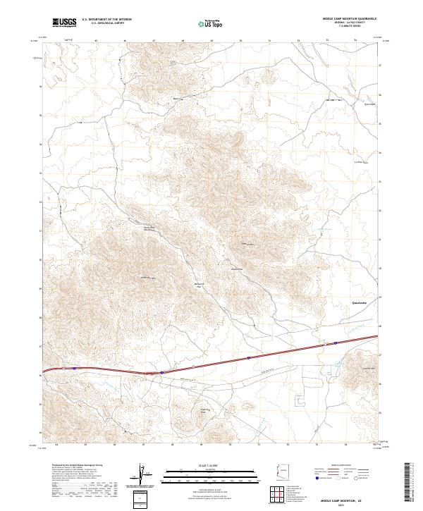 USGS US Topo 7.5-minute map for Middle Camp Mountain AZ 2021