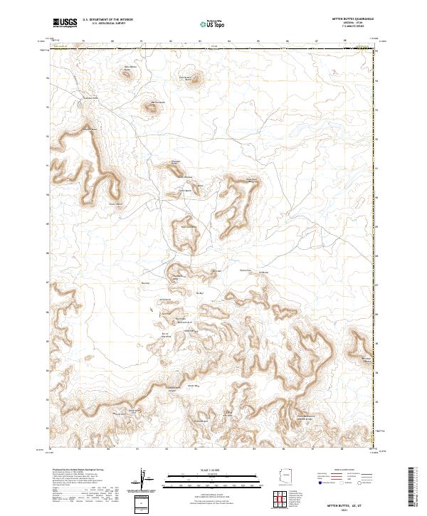 US Topo 7.5-minute map for Mitten Buttes AZUT