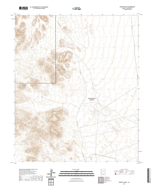 USGS US Topo 7.5-minute map for North of Roll AZ 2021