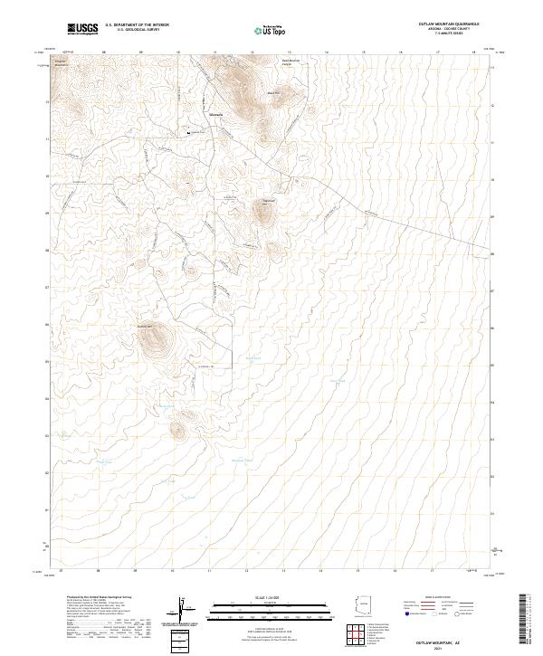 USGS US Topo 7.5-minute map for Outlaw Mountain AZ 2021