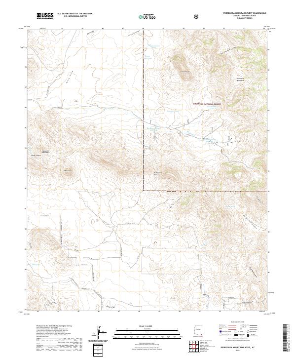 USGS US Topo 7.5-minute map for Pedregosa Mountains West AZ 2021