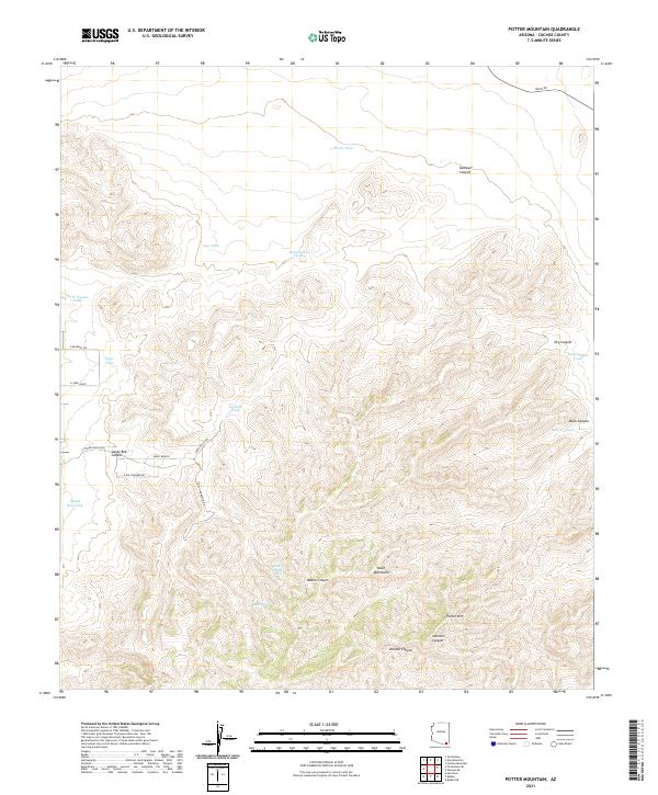 USGS US Topo 7.5-minute map for Potter Mountain AZ 2021