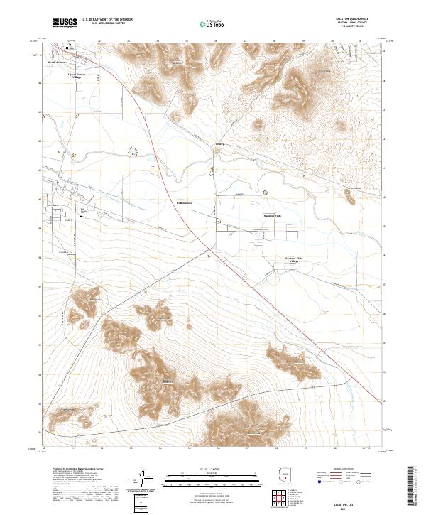 US Topo 7.5-minute map for Sacaton AZ – American Map Store