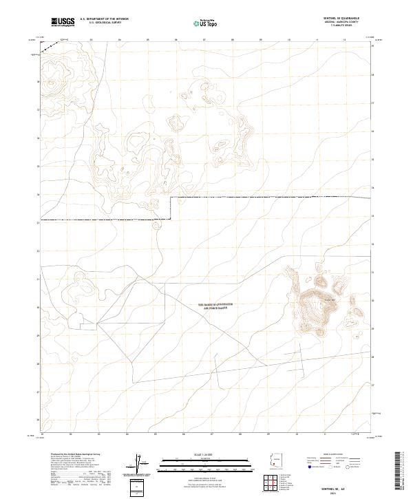 USGS US Topo 7.5-minute map for Sentinel SE AZ 2021